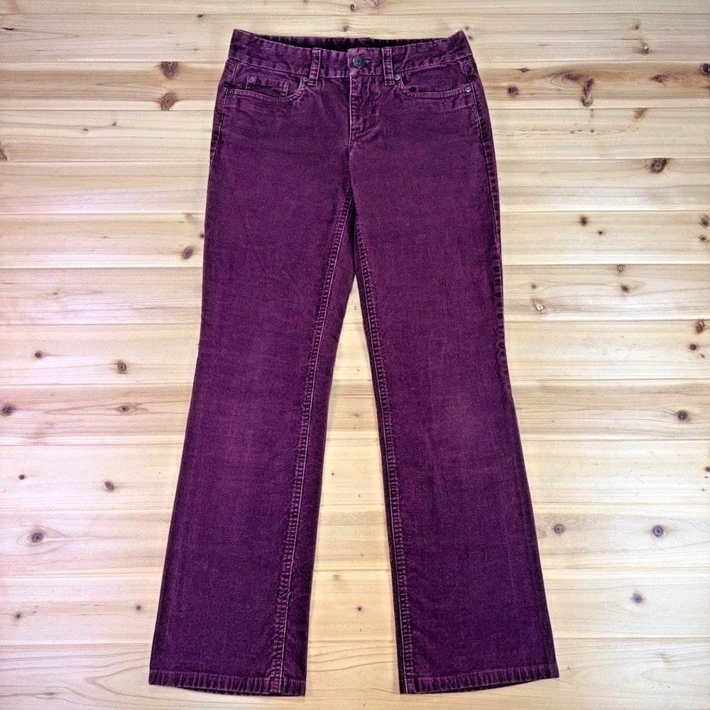J Crew Pants Womens 26R Burgundy Corduroy Bootcut Low Rise Favorite Fit Pants